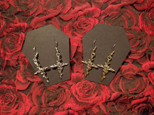 Rose Cross Earrings